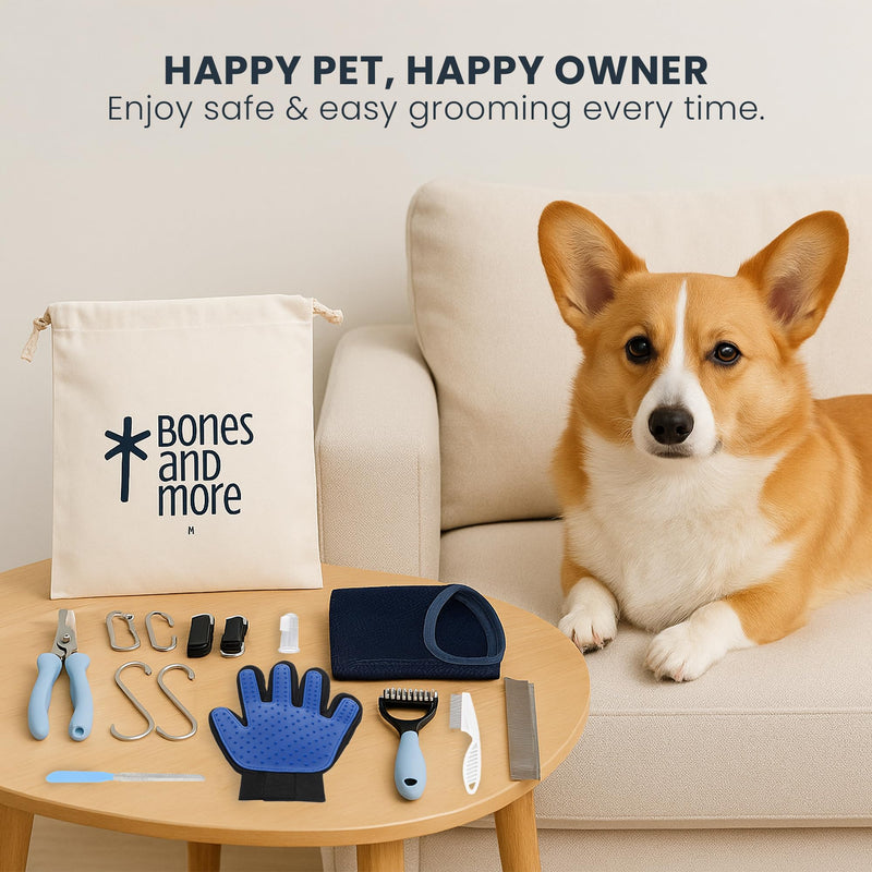 Grooming Hammock Kit for Dogs & Cats, Includes Hammock Harness, Nail Clippers, Nail File, Grooming Glove, Dematting Comb, S-Hooks, Carabiners & Storage Bag for Easy Home Grooming small (75×49) cm Blue - PawsPlanet Australia