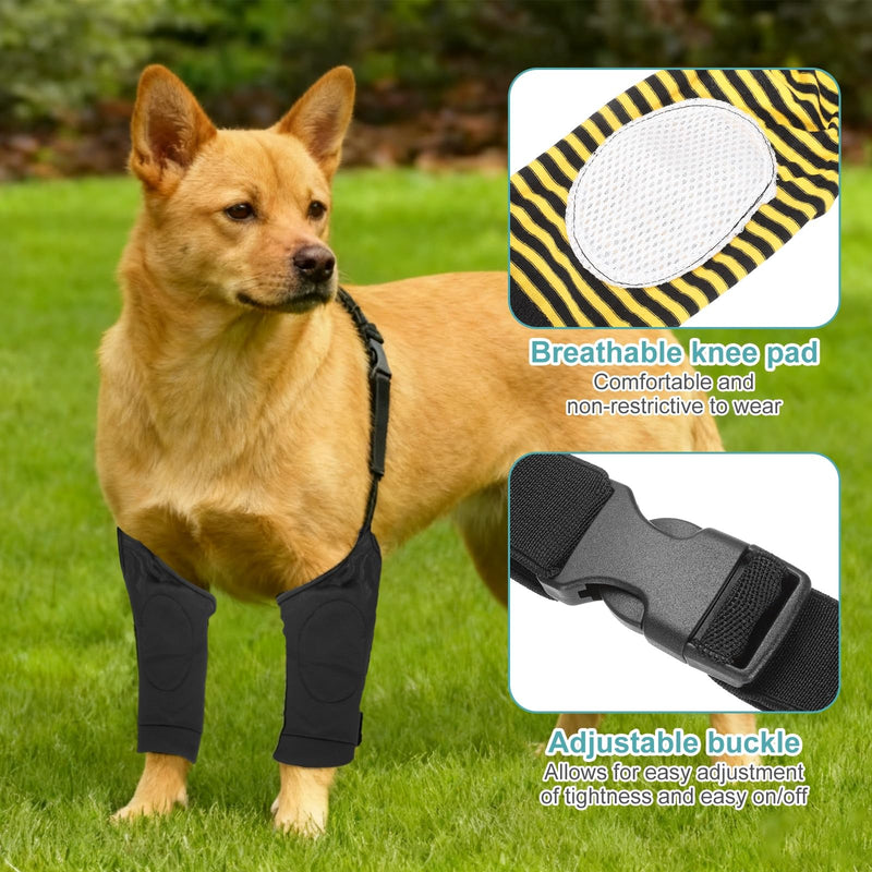 Dog Leg Sleeves, Dog Recovery Suit for Front Legs Pet Sleeves Elbow Protector Brace (XL, Yellow Black Stripes, Polyester), for Knee Recovery Prevent Scratching XL
