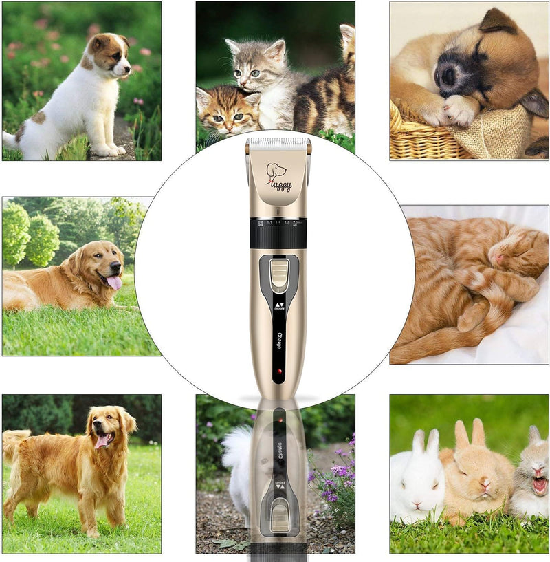 Professional Dog Grooming Clippers for Thick Hair - Low Noise, Rechargeable, Cordless Trimmer with Detachable Metal Blade