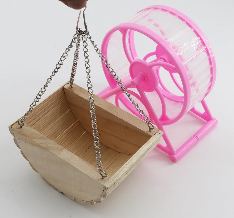 Leadigol Hamster Wooden Swing Toy, Quiet Spinner Hamster Running Wheels,Hamster Chew Toys Pet Hammock Toys Cage Accessories,for Hamsters,Guinea Pig, Mice and Other Small Pets - PawsPlanet Australia