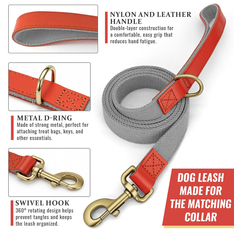QRDA Dog Collar and Lead Set Silver Grey Personalized Collar Adjustable Tactical Belt for Dogs Medium Large Dogs, XL Silver-grey - PawsPlanet Australia