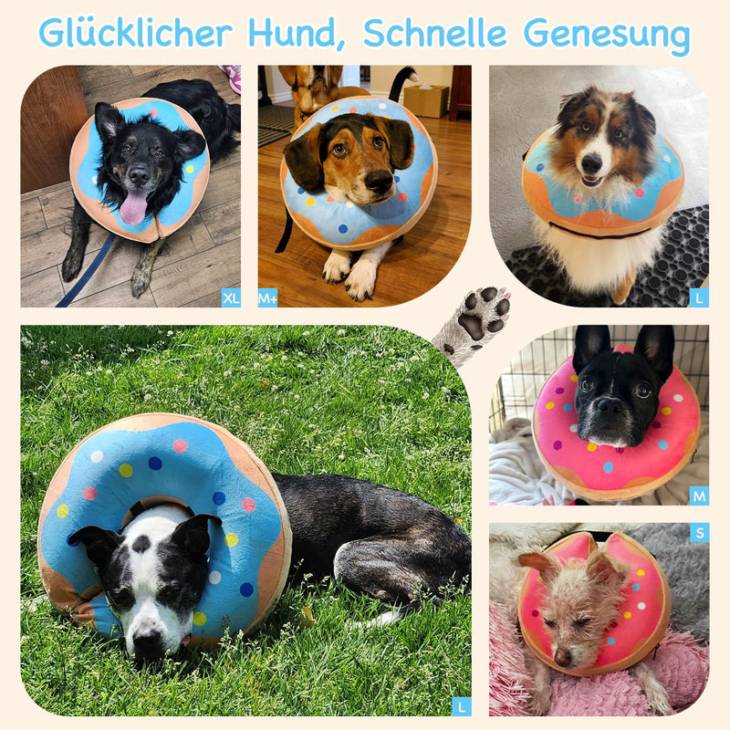 Inflatable Dog Collar, Adjustable Dog Collar, Lick Protection, Soft for Wound Healing and Recovery After Surgery, Dog Collar After Surgery, Vision, Not Blocked, Blue, M+ Donut Blue M+