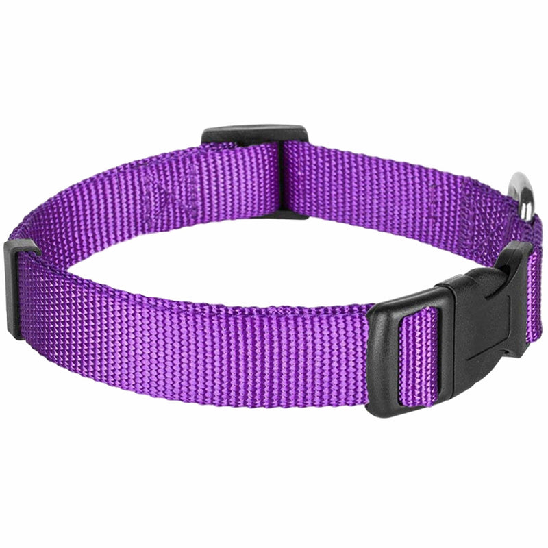Blueberry Pet Essentials Matching Dog Collar and Double Handle Leash Set in Dark Orchid, Adjustable Classic Solid Color Nylon Collar with 5 ft Leash for Medium Dogs Dark Orchid - Collar + Double Handle Leash - PawsPlanet Australia