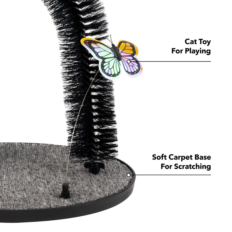PetPrime Cat Arch Groomer Self Grooming Cat Back Scratcher Cat Brush Arch Massager Self Groomer Cat Brush Self Cleaning Cat Scratcher Brush Upgraded Version with Interactive Butterfly for Indoor Cats Upgraded Version - Cat Self Groomer with Butterfly - PawsPlanet Australia