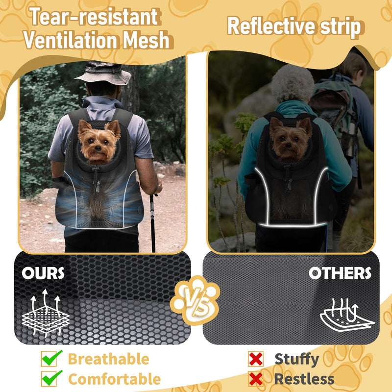 WOYYHO Pet Dog Carrier Backpack Small Dog Front Backpack Ventilated Mesh Dog Travel Back Pack with Safety Belt for Travel Hiking Cycling Outdoor Use (S (2-4.5 lbs), Black) Small(2-4.5lbs) - PawsPlanet Australia
