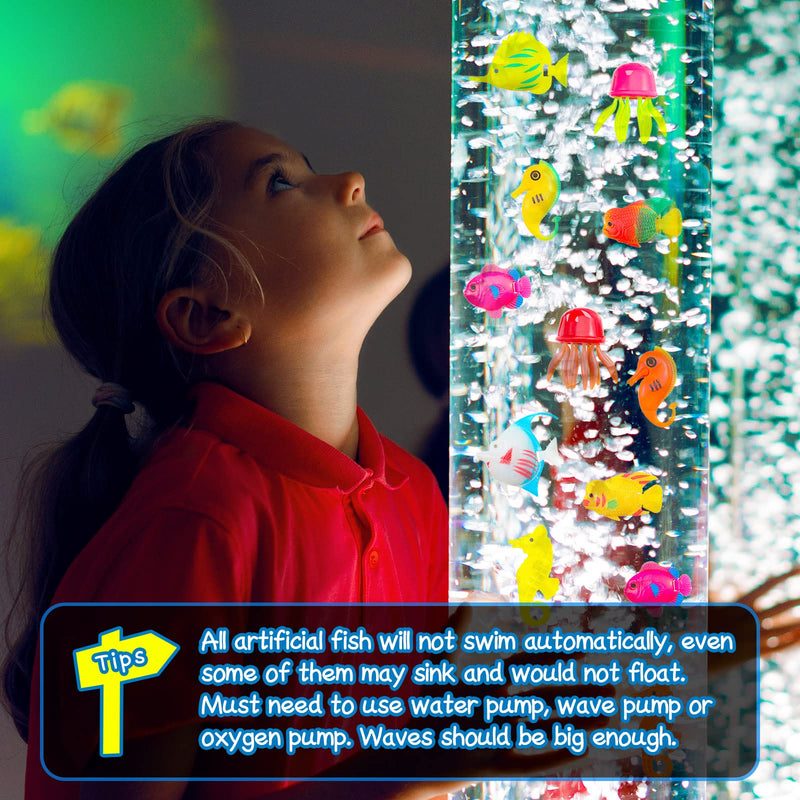 20 Pieces Artificial Moving Fishes Plastic Floating Fishes Lifelike Fish Ornament Aquarium Decorations for Fish Tank (Jellyfish and Seahorses) - PawsPlanet Australia