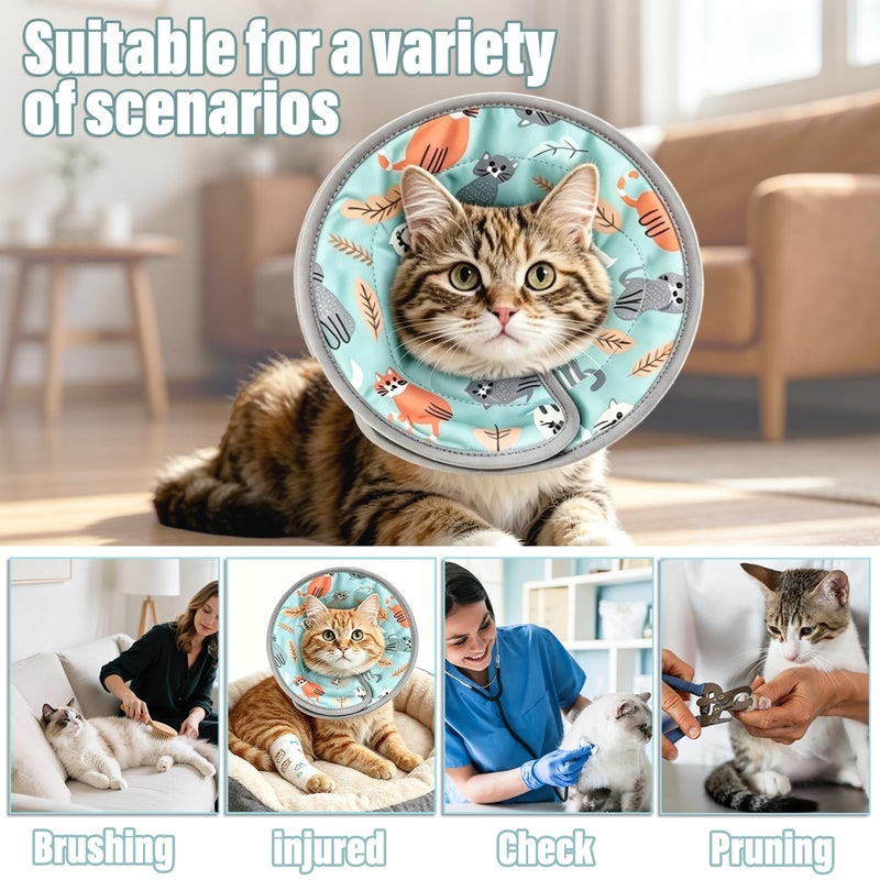 Soft Cat Neck Brace, Adjustable Cat Neck Brace for Post-Surgery, Anti-Bite Safety Protective Collar Prevents Wound Licking, Soft Cat Collar for Cats and Puppies (S) S