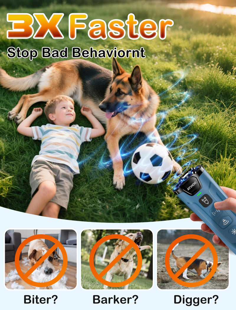 Dog Barking Deterrent Devices - Up to 50 Feet Remote Control, 6 Training Modes to Stop Bad Behaviors, Anti Bark Training Tools for Indoor Outdoor Use (Blue) - PawsPlanet Australia