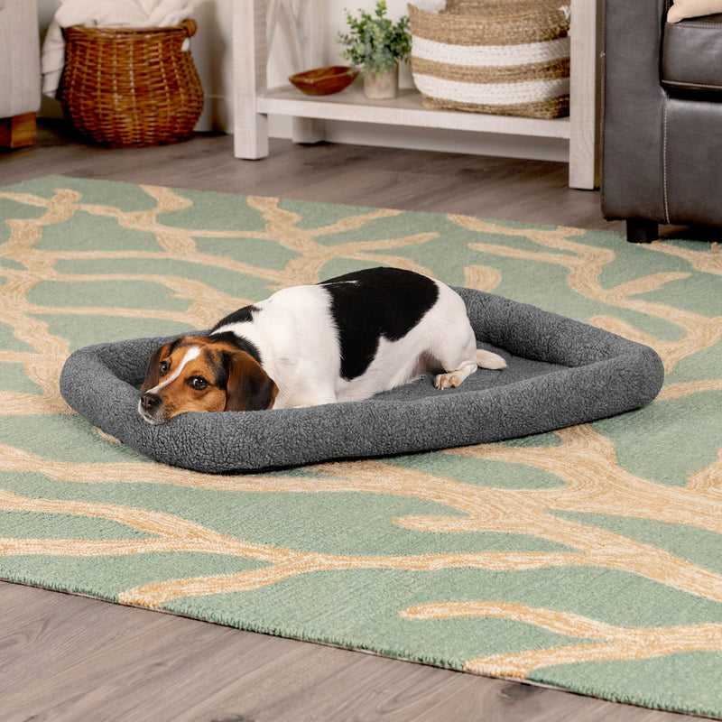 Furhaven Dog Bed for Medium/Small Dogs & Indoor Cats, 100% Washable, Sized to Fit Crates - Sherpa Fleece Bolster Crate Pad - Gray, Medium - PawsPlanet Australia
