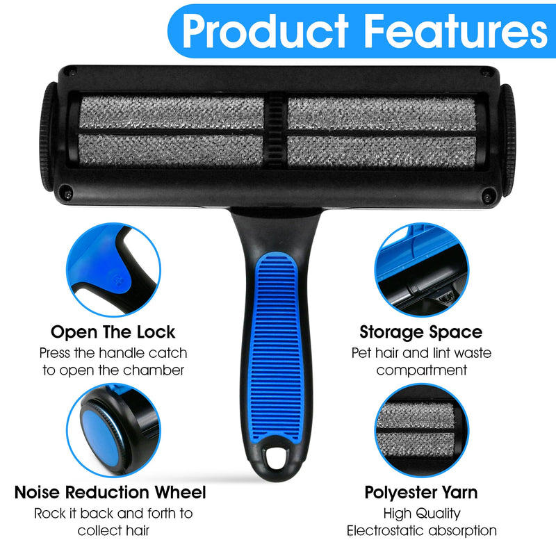 Pet-Pristine Pet Hair Remover Roller and Mini Detailer Combo Pack - Effortless Cats and Dogs Reusable Hair Removal for Couches, Beds, Carpets, Furniture - PawsPlanet Australia