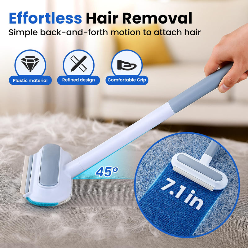2 Pack Pet Hair Removal Tool, 2025 New 4 in 1 Dog Cat Hair Remover for Furniture, Reusable Pet Hairs Remover Brush with Extendable Handle, Multifunctional Fur Cleaner for Couch Carpets Bedding Clothes - PawsPlanet Australia