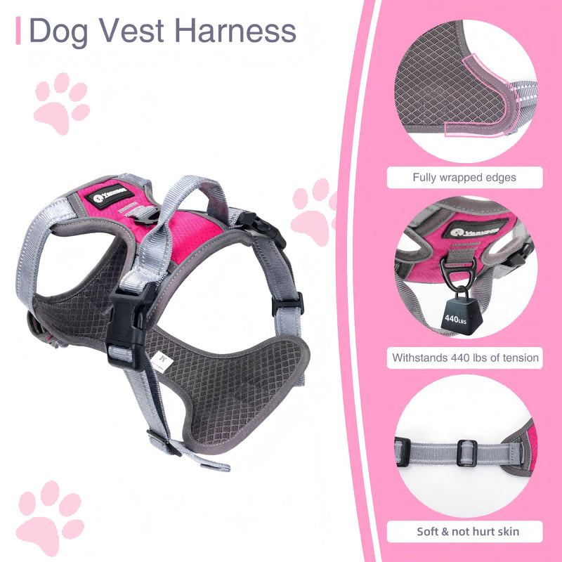 Reflective Dog Harness with Handle for Small Dogs, Adjustable Dog Harness and Leash Set with 2 D-Rings - PawsPlanet Australia