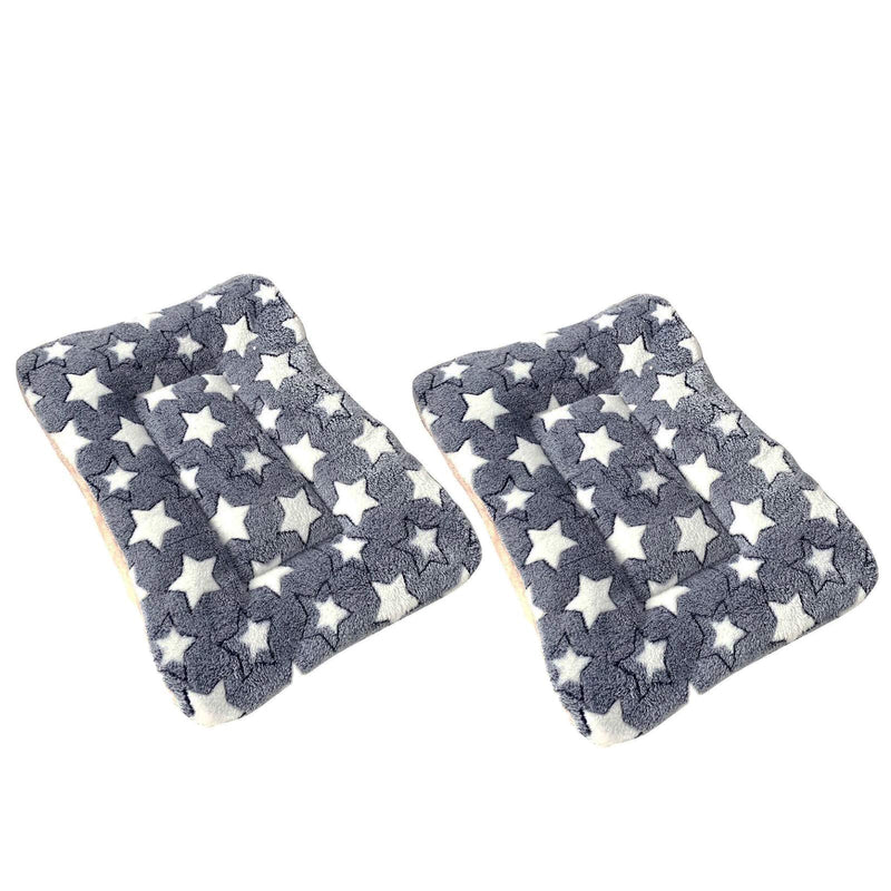 2 Pcs Pet Bed Mats. Ultra Soft Pet (Dog/Cat) Bed with Cute Prints. Reversible Faux Lambswool Kennel Pad for Medium Small Dogs and Cats. Machine Washable Pet Bed. Gray+Stars 18.5"L x 13.0"W x 1.2"Th - PawsPlanet Australia