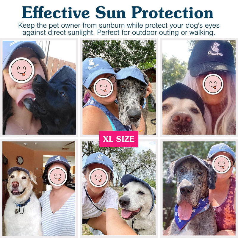 Pawaboo 2PC Owner and Dog Hat Set, Pet's Mom/Dad Baseball Cap Set, Dog Visor Cap Sun Protection Hats with Ear Holes and Adjustable Strap, Family Matching Hats, Large, Blue L (suit for medium dog)