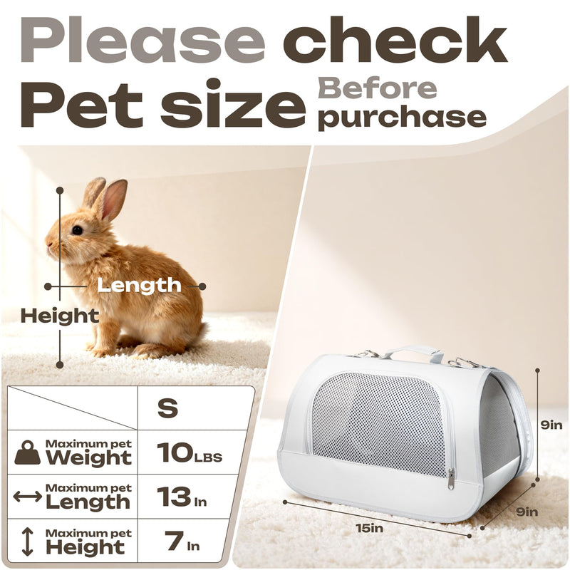 Small Pet Carrier for Cats, Rabbits, Guinea Pigs – Airline Approved Soft-Sided Travel Bag, Lightweight Dog Carrier, Ventilated & Foldable (Up to 10 lbs, Beige) - PawsPlanet Australia