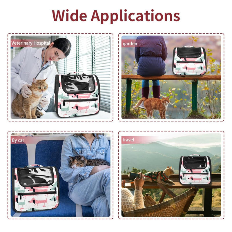 Funny Dachshund Dogs Pet Carrier Airline Approved Pet Carrier Bag Dog Carrier for Small Medium Cats Dogs Puppies Kitten Multi-colored 19 - PawsPlanet Australia
