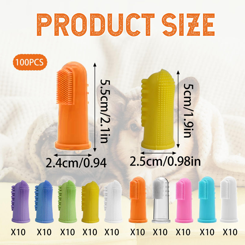 100 Pcs Dog Toothbrush Soft Finger Brushes Pet Finger Toothbrush Easy Teeth Cleaning Dog Tooth Brush Oral Care Pet Dental Brush Cleaning for Small Cats and Puppy Dental Care (2 styles, Multicolor) - PawsPlanet Australia