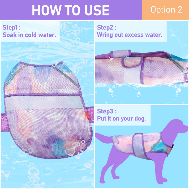 KYEESE Dog Cooling Vest, Lightweight Dog Cooler Jacket, 3D Breathable Mesh Pet Cooling Shirts for Summer with Reflective Stripe, Sun Protection Pet T Shirt for Beach, Hiking, Walking, Purple, M Medium (11-18lbs) - PawsPlanet Australia