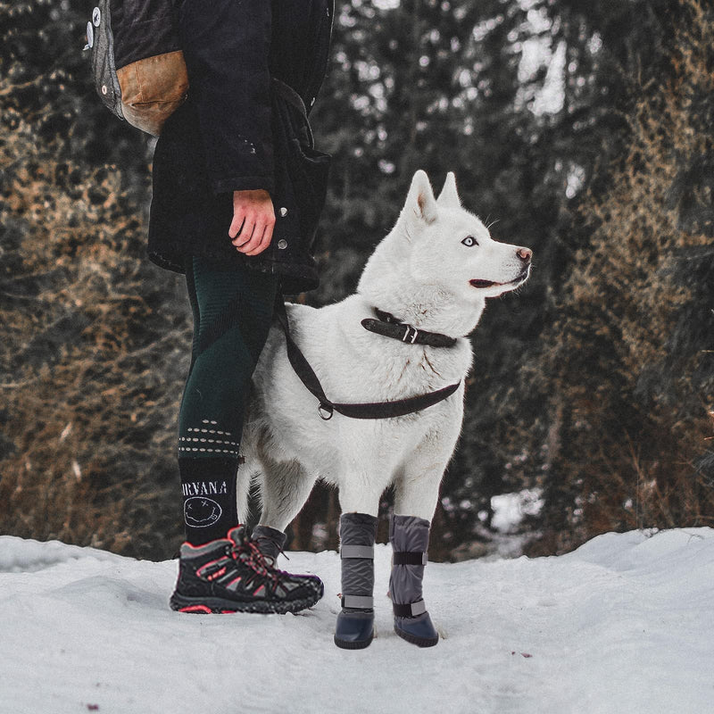& Dog Rain Boots with Waterproof Material , Dog Winter Boots Keeps Your Pet Warm, Reflective Straps and Anti-Slip Sole, Dog Snow Boots for Snowy Day( 4PCS/Set ) S(Insole width: 2.0'')