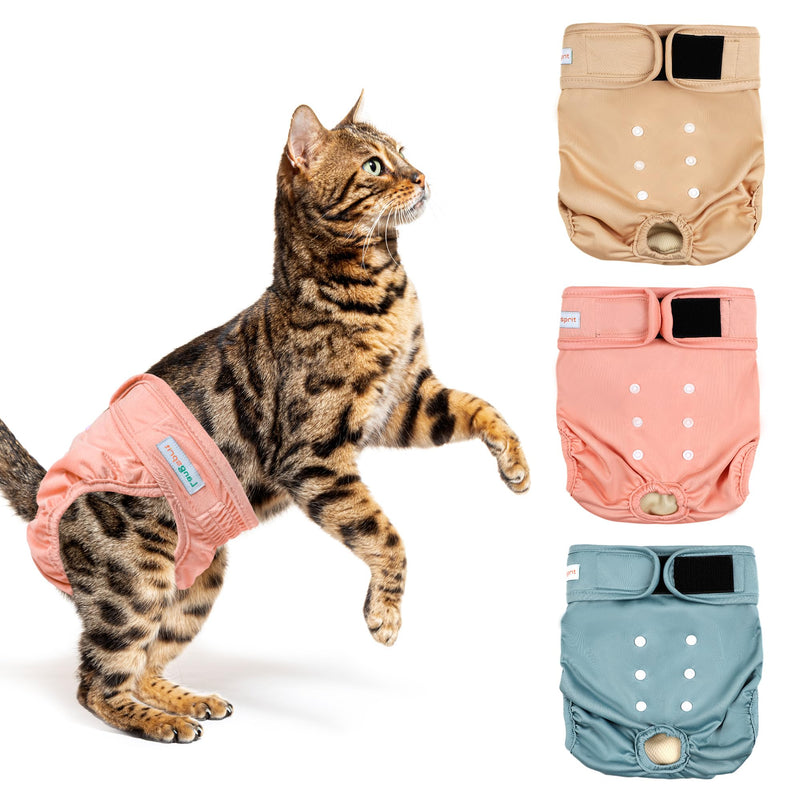 Langsprit Reusable Cat Diapers for Female and Male Cats,Washable Cat Kitten Incontinence Diapers for Male Cat Spraying,Pet Kitty Diapers for Cats Large Medium Small Size Morandi