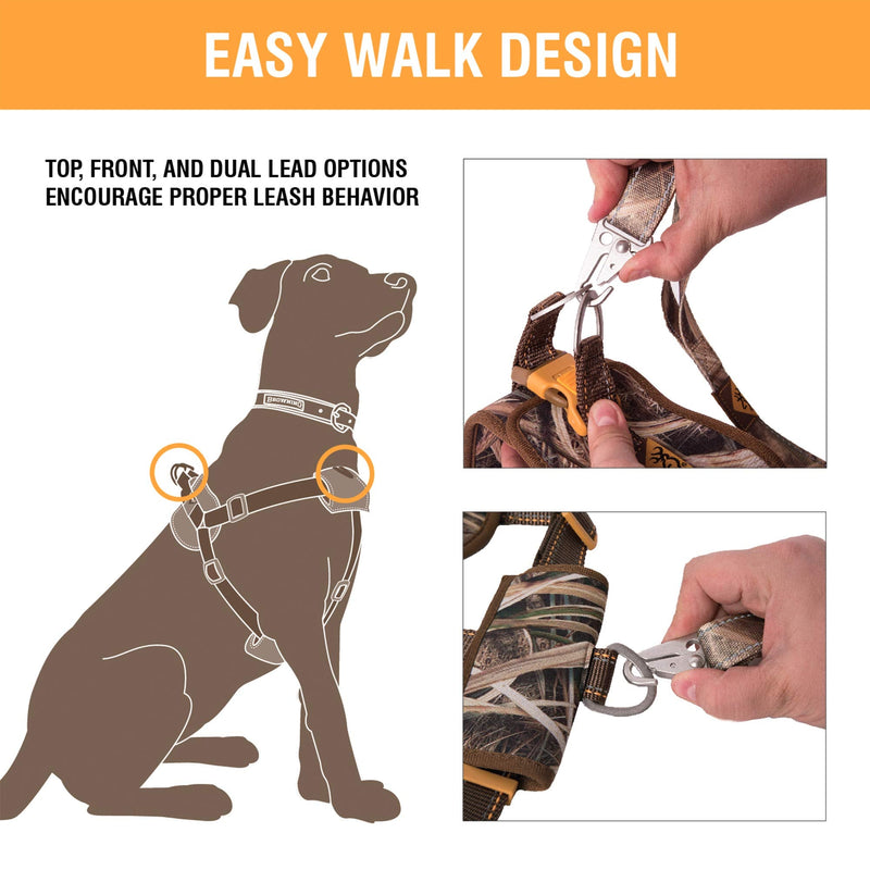 Browning Camo Dog Harness, No Pull Adjustable Reflective Pet Walking Vest Small Shadow Grass Blades - PawsPlanet Australia