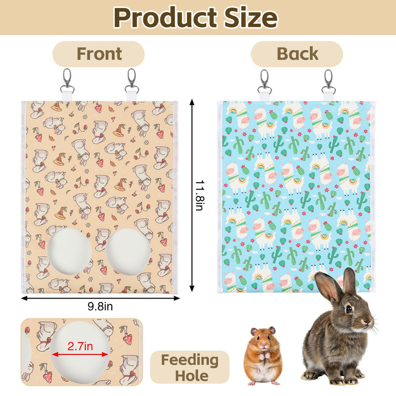 2Pcs Hay Bag for Rabbits, 11.8" x 9.8" Hanging Bilayer Leather Guinea Pig Hay Feeder Bags with Metal Hook, 2-Hole Washable Hay Feeding Bag for Bunny, Chinchillas, Hamsters, Small Pets (Animal Theme) Animal Theme-2Pcs - PawsPlanet Australia