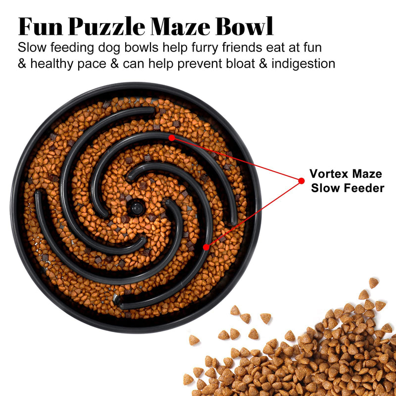 Slow Feeder Dog Bowls for Large Medium Dog Non Slip Maze Puzzle Bowl Pet Slower Food Feeding Dishes Interactive Bloat Stop Preventing Choking Healthy Dog Bowl, Black A-black