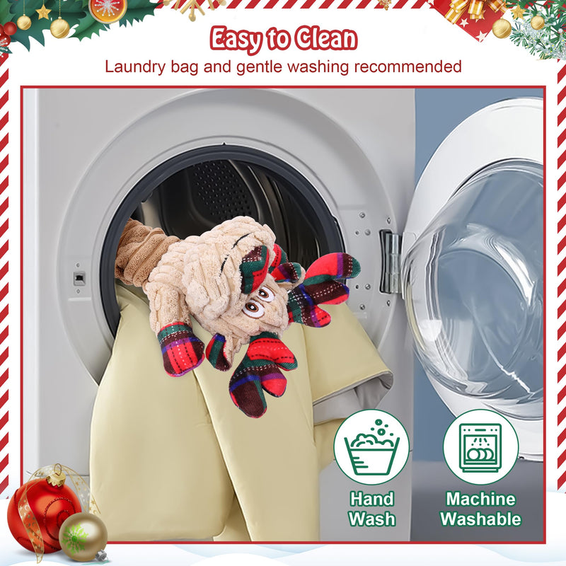 Dog Toys with Squeaker, Plush Stuffed Animals Toys for Aggressive Chewers, Cute Squeak Toys for Large Medium Small Dogs, Interactive Dog Chew Toys, Durable Plush Dog Toys for Puppy Teething Rally Elk - PawsPlanet Australia