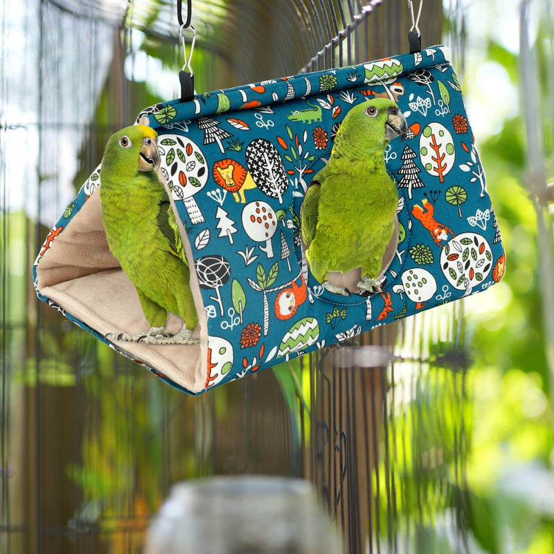 Rypet Winter Warm Bird Nest House - Hanging Hammock Velvet Shed Hut Cage Plush Fluffy Birds Hideaway Sleeping Bed Fuzzy for Parrot Parakeet Cockatiels Budgies Lovebird Small（Blue） Small (Pack of 1) Blue - PawsPlanet Australia