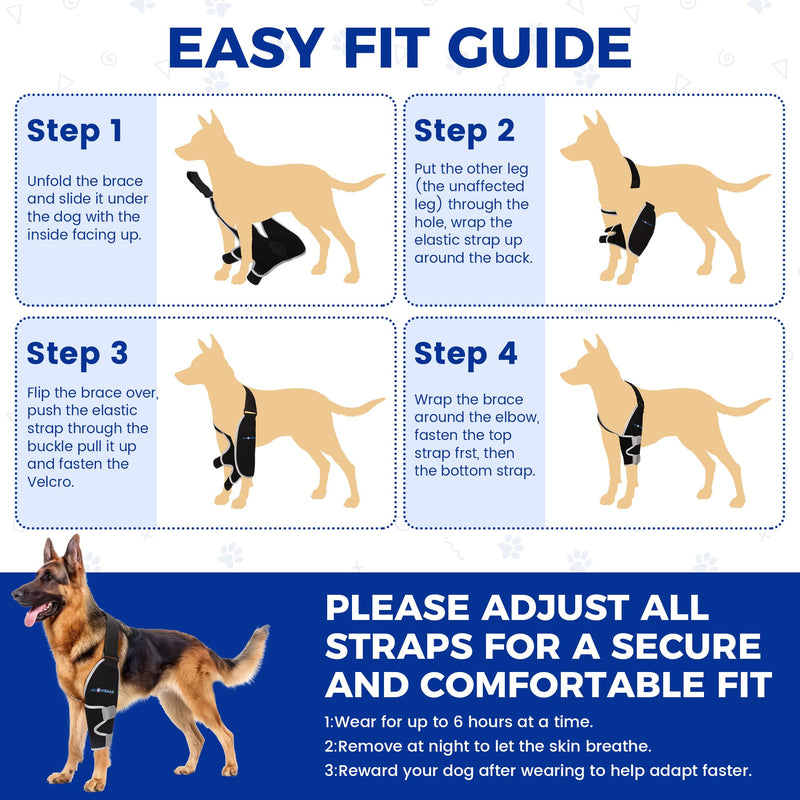Dog Elbow Brace with Hot/Cold Gel Pack, Adjustable Dog Leg Braces, Dog Front Shoulder Brace, Canine Elbow Pads for calluses and Post-Surgery Recovery(Left Leg,L) Left Leg L