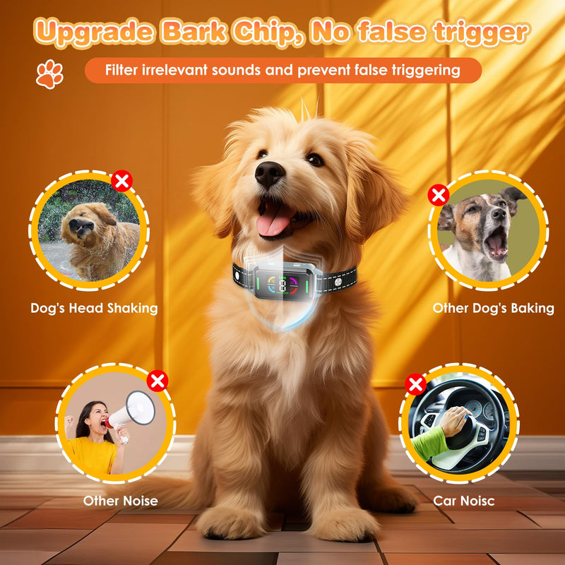 Dog Bark Collar, Bark Collars for Large Medium Small Dogs, Smart Training Collar with 4 Barking Training Modes & 8 Level Sensitivity Adjustable 3.08inches - PawsPlanet Australia