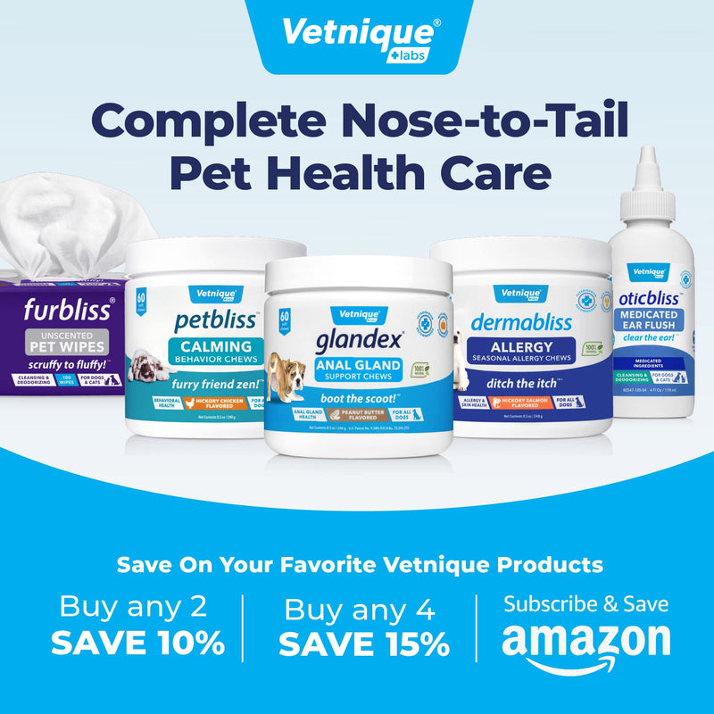 Vetnique Labs Glandex Medicated Dog Anal Gland Spray - Pain Relieving & Anti-Itch Formula to Soothe Inflamed Anal Glands in Dogs & Cats - Fast Acting Clinical Formula - Boot The Scoot (4oz) - PawsPlanet Australia