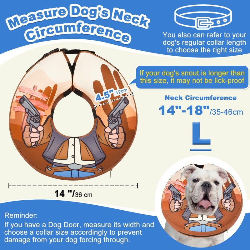 BARKLESS Soft Dog Donut Collar, Rottweiler Inflatable Cone Collar for Dog After Surgery to Stop Licking, Protective Alternative to Cone for Large Medium Dogs, Adjustable Dog Pillow Cone Brown L (Neck: 14"-18")