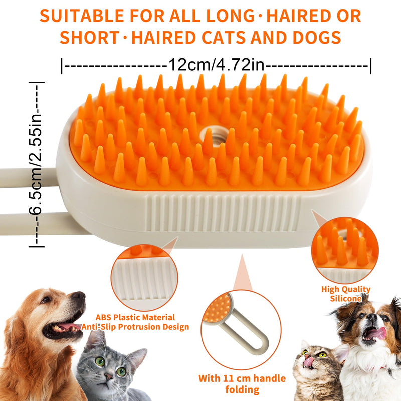 Cat Steam Brush - 3 in 1 Spray Cat Brush for Shedding, USB Rechargeable Pet Hair Removal Brush, Cat Brush for Cats, Cat Grooming Brush, Pet Comb for Kittens and Puppies, Massage and Remove Loose Hair - PawsPlanet Australia