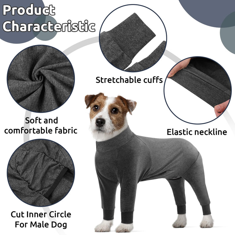 CITÉTOILE Recovery Suit for Large Dogs and Cats Pet Protection Suit Long Sleeve Electronic Collar Alternative Grey 2XL gray