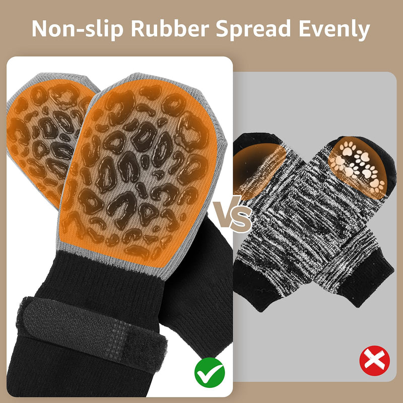 PICK FOR LIFE Non Slip Dog Socks with Grippers Prevent from Licking Paws,Anti-Slip Dogs Grip Socks for Senior Dogs on Hardwood Floor(Grey,2Pairs,M) Medium Grey - PawsPlanet Australia