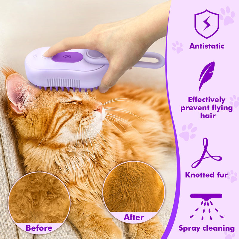 4-In-1 Cloud Care Cat Brush Brush for Shedding, Pet Steam Brushs for Indoor Long and Short Hair Cats and Dogs, Anti-Static, Massage, Cleaning, Shedding & Combing All In One - PawsPlanet Australia