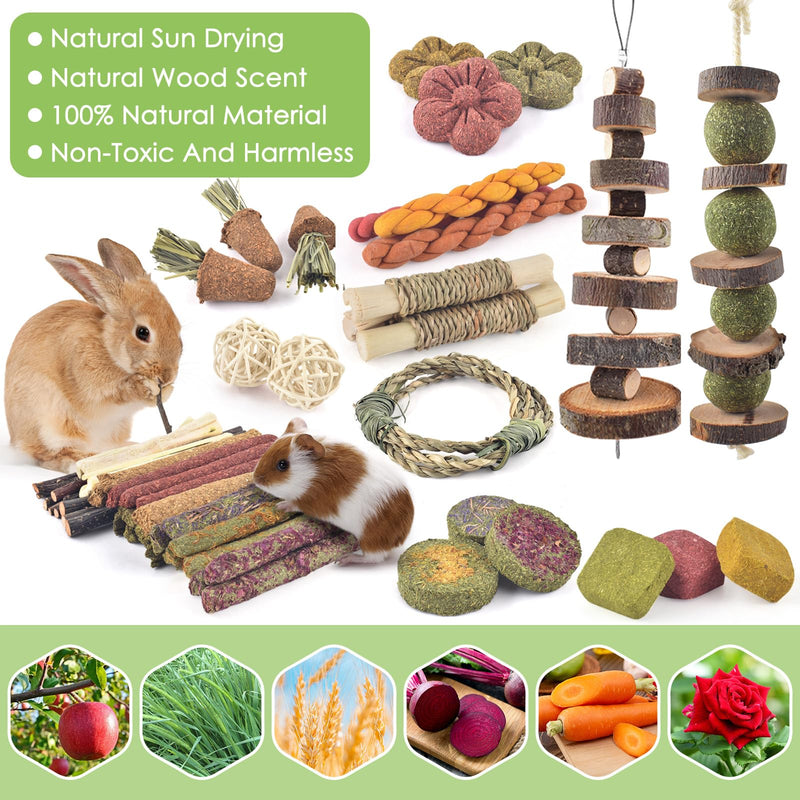 ERKOON Bunny Toys Boredom, 100 PCS Bunnies Timothy Hay Sticks Carrots Rose Grass Cake Dental Care, Molar, Chinchillas Toy Chew Toy, Guinea Pigs, Hamsters, Chinchilla, Rabbit Chew Toys for Teeth - PawsPlanet Australia