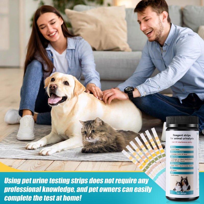 Pet Urine Testing Strips, 10 in 1 UTI Test Kit for Cat & Dog, Multi-Parameter Urinalysis Reagent Strips: Leukocytes, Urobilinogen, Protein, PH, Blood, Ketone, Bilirubin, Glucose & More - PawsPlanet Australia