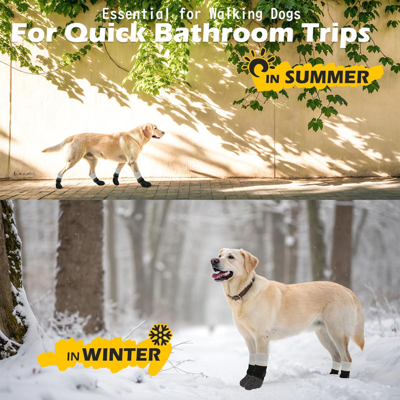 EXPAWLORER Anti Slip Dog Socks to Prevent Licking Paws, Dog Shoes for Hot Pavement, Dog Booties for Hardwood Floors, Dog Boots & Paw Protectors with Grippers for Small Medium Large Senior Dogs Black L - PawsPlanet Australia