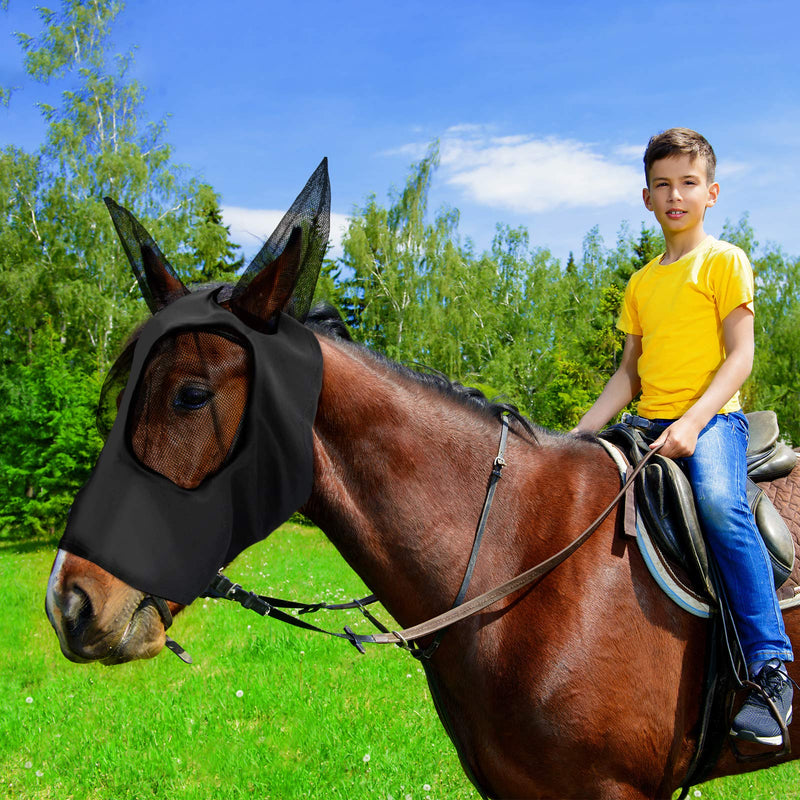 Sadnyy 6 Pcs Horse Fly Masks with Ears Comfort Breathable Mesh Fly Masks Net UV Protection Large Eye Space Full Face Covering Elasticity Soft for Horses(Large)