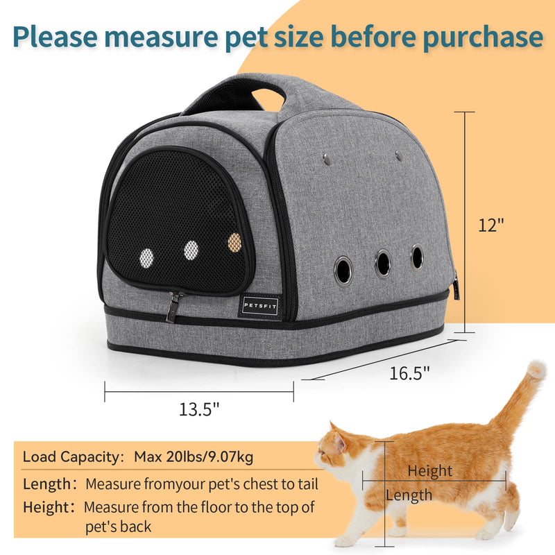 Petsfit Dog Travel Crate Small Design, Soft Sided Small Dog Kennel & Cat Kennel, Fit for Approved Travel, Camping, Outdoor Use Medium Grey A - PawsPlanet Australia