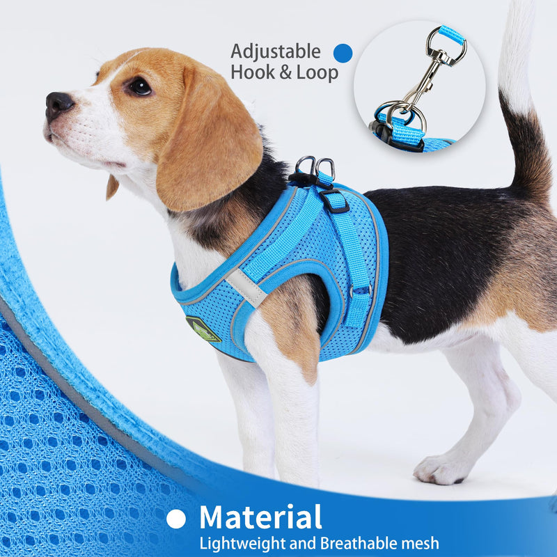 Step in Dog Harness with Leash Set, Adjustable Soft Padded and Breathable Mesh for Small Sized Dog, Reflective No Pull No Choke Cat Vest Harness, Easy Control Pet Vest, Blue S - PawsPlanet Australia