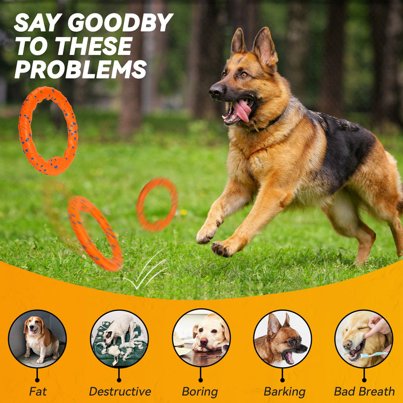 Dog Ring Toy, Tough Dog Toy, Dog Ring Chew Toy for Aggressive Chewers, Indestructible Dog Flying Discs for Throwing Catching, Water Floating Dog Training Ring for Medium Large Breeds, Orange Orange - φ9 inches - PawsPlanet Australia