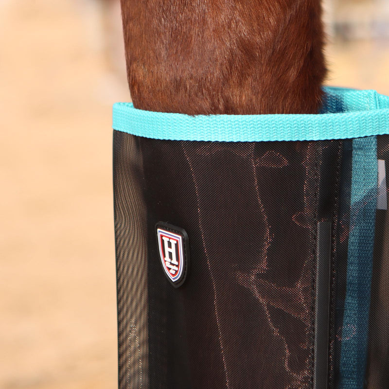 Harrison Howard Loose-Fitting Horse Fly Leggings Breathable, Tear-Resistant Fine Mesh Leg Guards Stay-on Comfortable Fly Boots (Set of 4) Summer Mint Medium