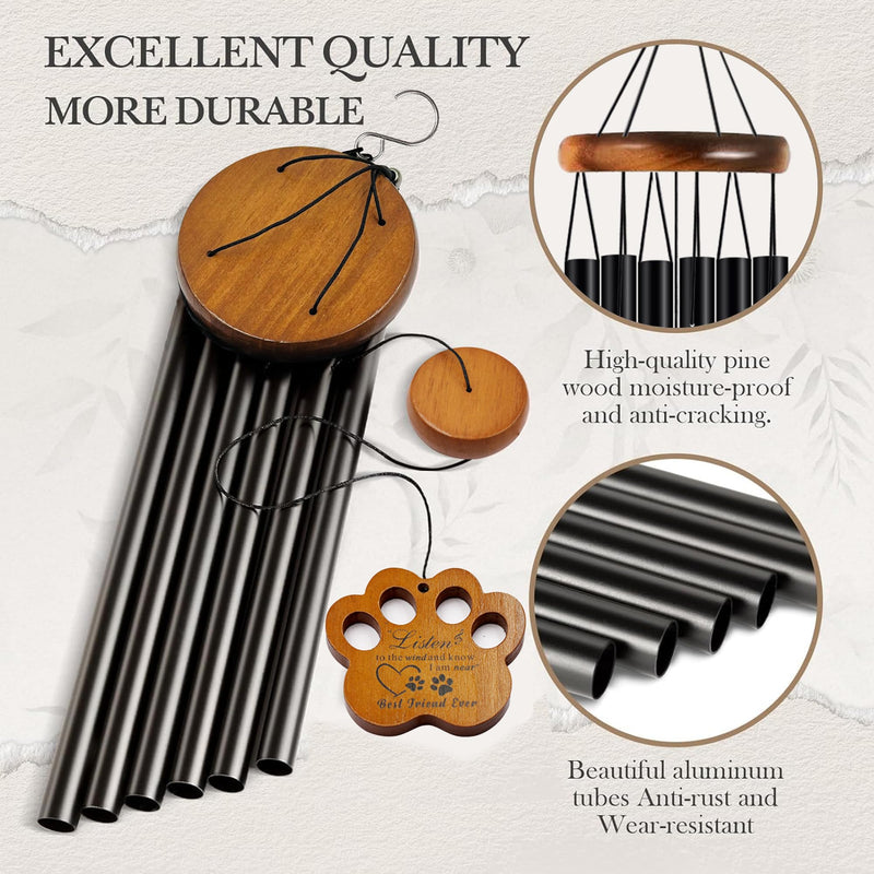 Dog Memorial Gifts for Loss of Dog - Loss of Dog Sympathy Gift, Pet Memorial Gifts for Dogs, Loving Dog Memorial, Dog Bereavement Gift, Pet Loss Gifts Wind Chimes (Black) - PawsPlanet Australia