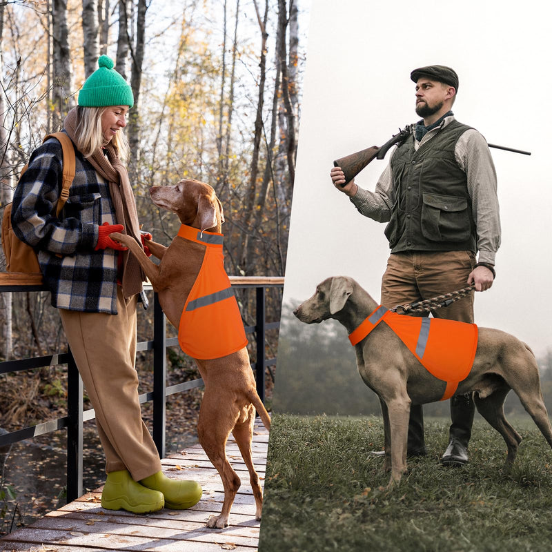 Dog Reflective Vest, Orange Dog Hunting Vest for Outdoor, Adjustable Pet Jacket, Soft Pet Safety Clothes for Small Medium Large, 2 Packs Orange - 2 Packs XL - PawsPlanet Australia
