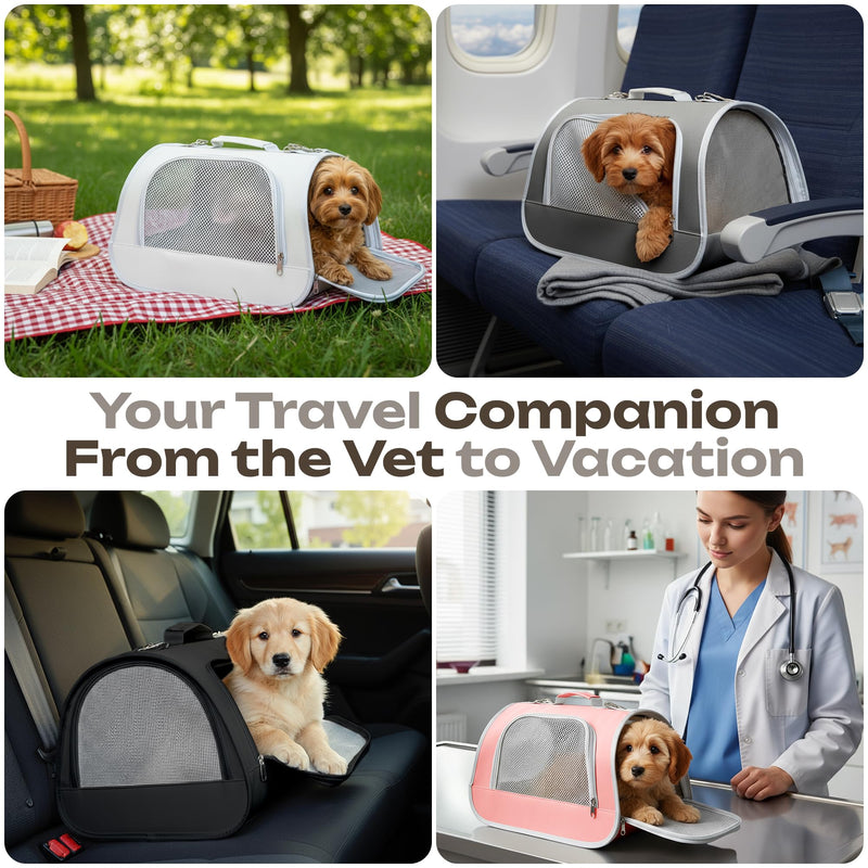 Small Pet Carrier for Cats, Rabbits, Guinea Pigs – Airline Approved Soft-Sided Travel Bag, Lightweight Dog Carrier, Ventilated & Foldable (Up to 10 lbs, Beige) - PawsPlanet Australia