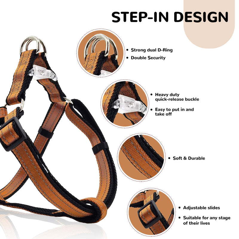 Reflective Dog Harness for Medium Dogs No Pull, Harness Medium Size Dog, Step-in Adjustable Dog Harness for Growing Puppies, Easy to Wear, Dog Harness for Medium Dogs-Coffee Brown Harness-Coffee Brown M:18" to 26"-in chest - PawsPlanet Australia