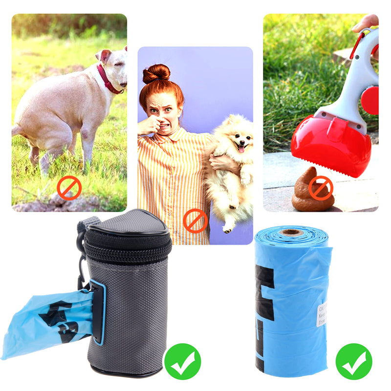Kare & Kind Pet Waste Bag Dispenser with Carabiner - Double Layer Fabric - Zippered Poop Bag Holder and Pet Waste Bags - Clip On Container Attaches to Leash, Belt, Harness,Collar, Bags - (Black) - PawsPlanet Australia